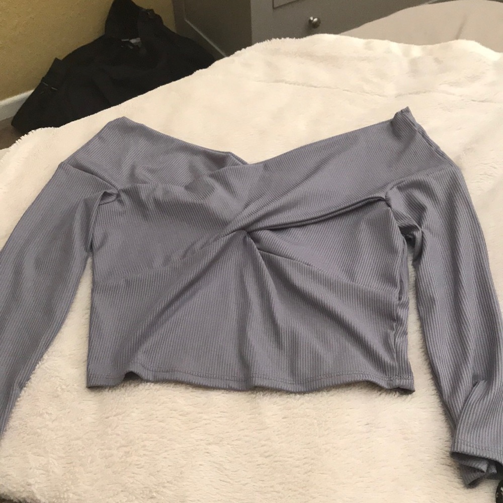 Off the shoulder mid length crop blouse
